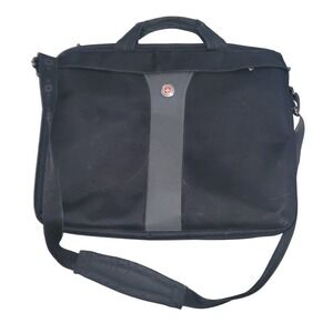 SWISS GEAR Black Laptop Messenger Bag Adjustable Strap Padded Compartment office